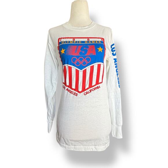Deadstock 1984 Levi’s USA Olympics Tee Small Los Angeles Red White Blue Striped - Picture 4 of 11